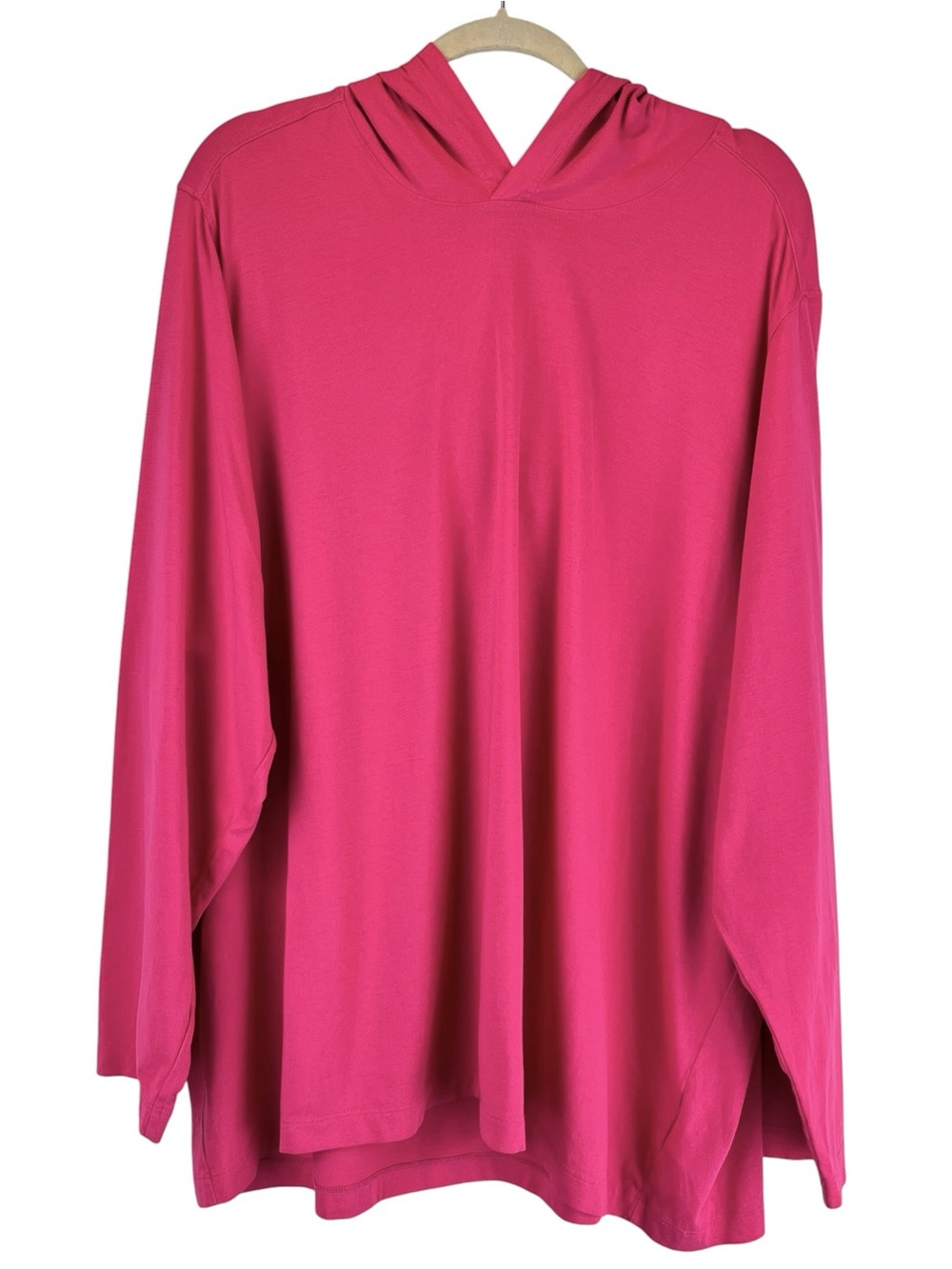 Lands' End Lightweight Hoodie T-Shirt Womens Pink Cotton Long Sleeve Sz 23X
